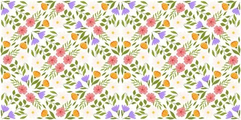 Continuous design pattern with floral elements. Botanical-inspired repeated.. Stock Illustration