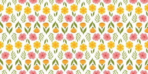 Continuous design pattern with floral elements. Botanical-inspired recurring Stock Illustration