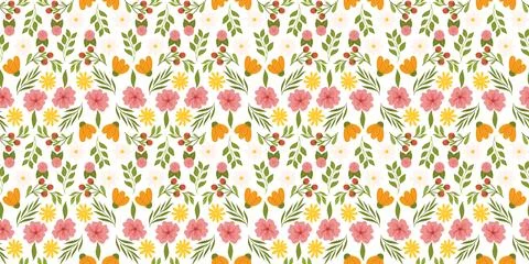 Continuous design pattern with floral elements. Botanical-inspired recurring Stock Illustration