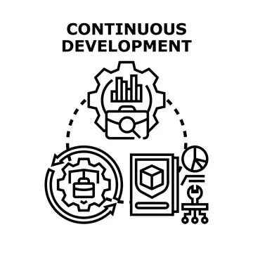 Continuous development concept with iterative workflows and business process 스톡 일러스트