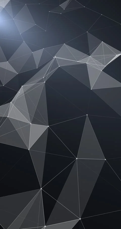 A continuous diagonal flight through a dark plexus network of subtle grey ge 스톡 동영상 345549511