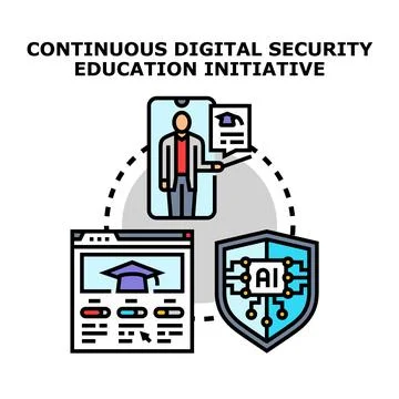 Continuous digital security education initiative concept Stock Illustration