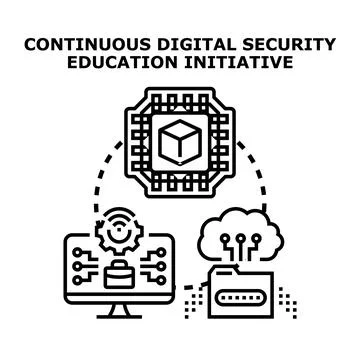 Continuous digital security education initiative concept Stock Illustration