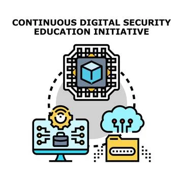 Continuous digital security education initiative concept Stock Illustration