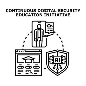 Continuous digital security education initiative concept Stock Illustration