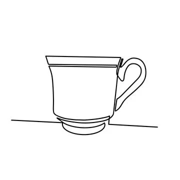 Continuous drawing of the coffee cup line. Vector illustration. White background Stock Illustration