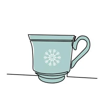 Continuous drawing of the coffee cup line. Vector illustration. Stock Illustration