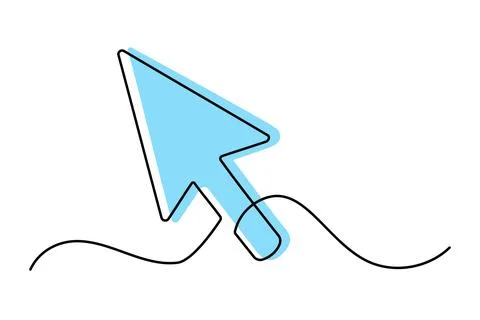 Continuous drawing of cursor arrow. One line icon of cursor arrow. Stock Illustration