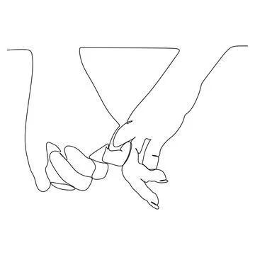 Continuous drawing of hands hold on the little Pinky fingers. Hand holding Ve 스톡 일러스트