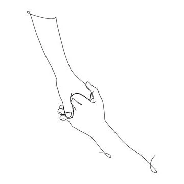 Continuous drawing of hands holding each other. Hand holding Vector illustrat Stock Illustration