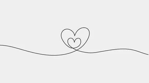 Continuous drawing of heart line love single one line art animation Stock Footage 313389686