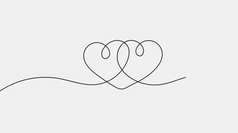 Continuous drawing of heart line love single one line art animation Stock Footage 313389695