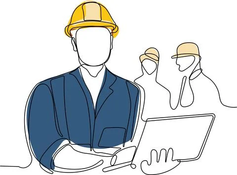 Continuous drawing of Industry maintenance engineer Stock Illustration