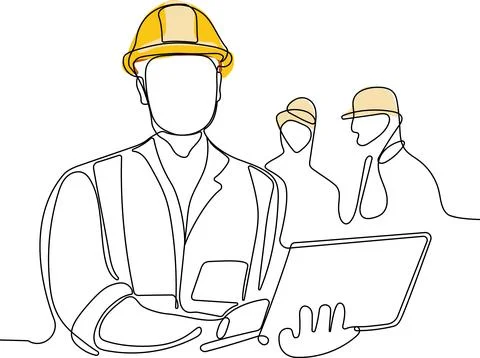 Continuous drawing of Industry maintenance engineer Stock Illustration