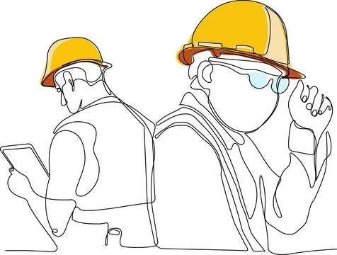 Continuous drawing of Industry maintenance engineer Stock Illustration