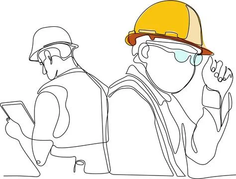 Continuous drawing of Industry maintenance engineer Stock Illustration