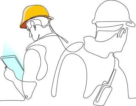 Continuous drawing of Industry maintenance engineer Stock Illustration