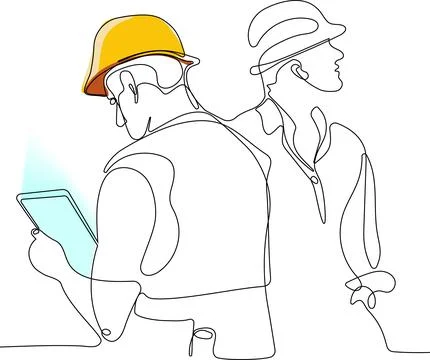 Continuous drawing of Industry maintenance engineer Stock Illustration