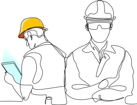 Continuous drawing of Industry maintenance engineer Stock Illustration
