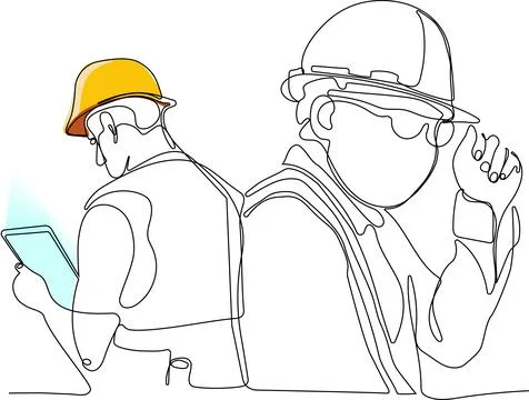 Continuous drawing of Industry maintenance engineer Stock Illustration