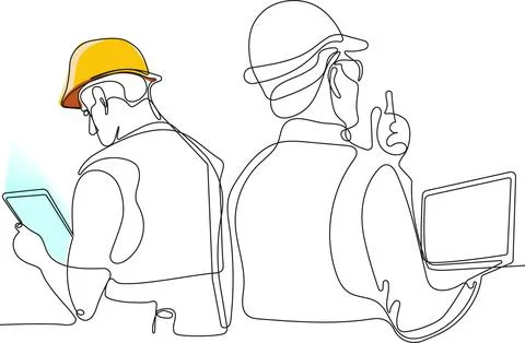 Continuous drawing of Industry maintenance engineer Stock Illustration