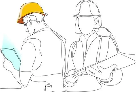 Continuous drawing of Industry maintenance engineer Stock Illustration