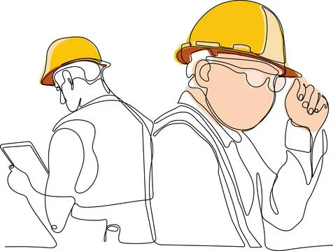 Continuous drawing of Industry maintenance engineer Stock Illustration