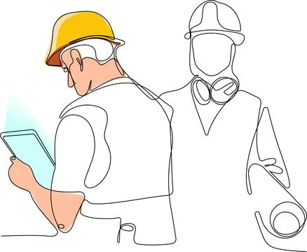 Continuous drawing of Industry maintenance engineer Stock Illustration