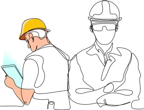 Continuous drawing of Industry maintenance engineer Stock Illustration
