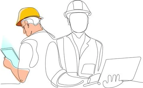 Continuous drawing of Industry maintenance engineer Stock Illustration