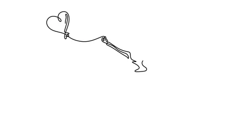 Continuous drawing line art of balloon with black line and white background.  Stock Footage 169529819