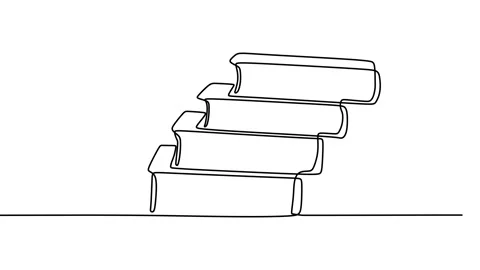 Continuous drawing line art of books with black line and white background. On Stock Footage 158123885