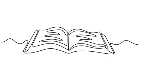 Continuous drawing line art of books with black line and white background. On Stock Footage 169495693
