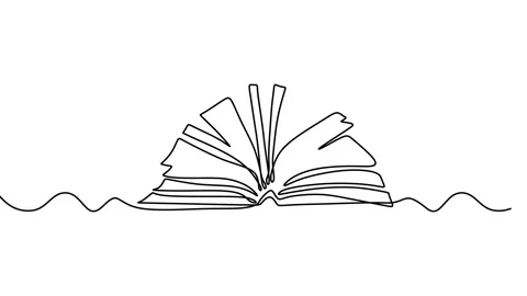 Continuous drawing line art of books with black line and white background. On Stock Footage 169495833