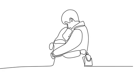 Continuous drawing line art of couple hugging with black line and white backg Stock Footage 157064137