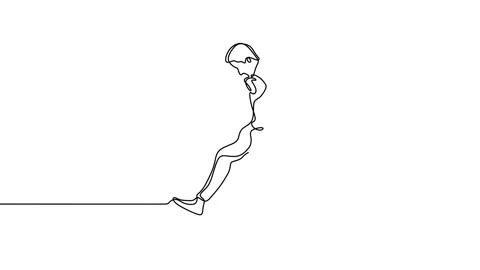 Continuous drawing line art of couple romantic with black line and white back Stock Footage 169526359