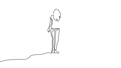 Continuous drawing line art of couple romantic with black line and white back Stock Footage 169527223