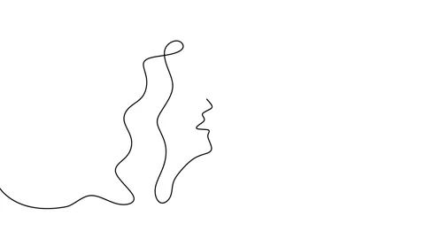 Continuous drawing line art of couple romantic with black line and white back Stock Footage 169527366