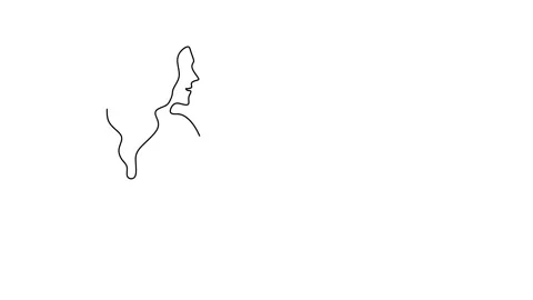 Continuous drawing line art of couple romantic with black line and white back Stock Footage 169527667
