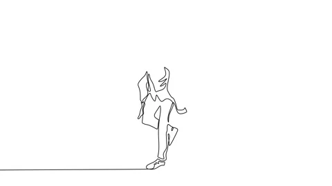 Continuous drawing line art of couple romantic with black line and white back Stock Footage 169528026