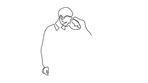 Continuous drawing line art of couple romantic with black line and white back Stock Footage 169528052