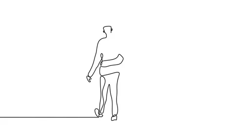 Continuous drawing line art of couple romantic with black line and white back Stock Footage 169528680