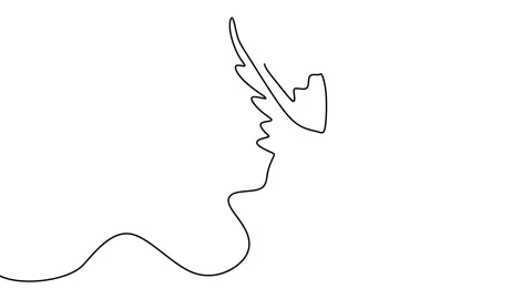 Continuous drawing line art of dove with black line and white background. One Stock Footage 169518073