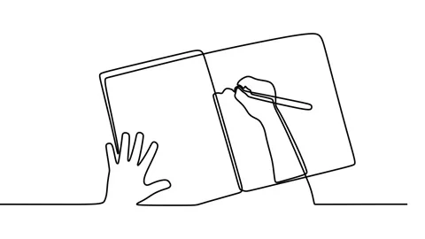 Continuous drawing line art of hand writing with black line and white backgro Stock Footage 158127033