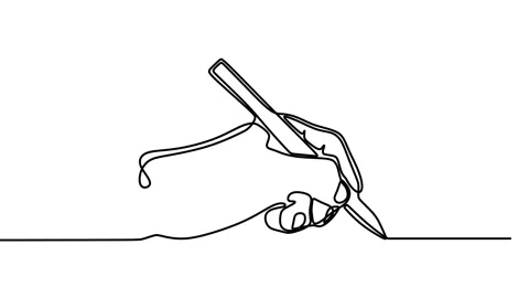 Continuous drawing line art of hand writing with black line and white backgro Stock Footage 158127143