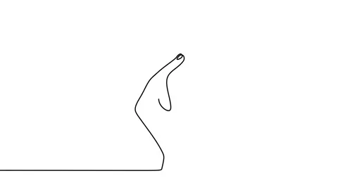 Continuous drawing line art of hand with black line and white background. One Stock Footage 169519324