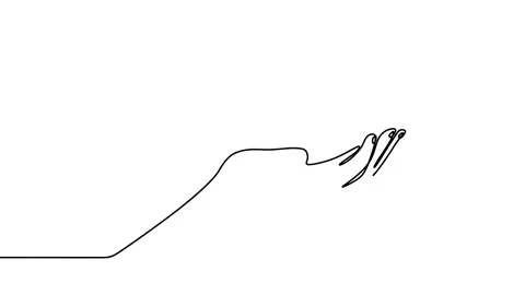Continuous drawing line art of hand with black line and white background. One Stock Footage 169519444