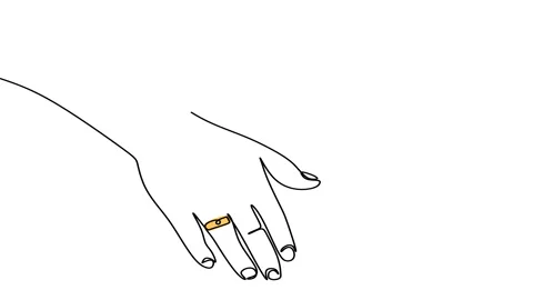 Continuous drawing line art of hand ring with black line and white background Stock Footage 169521803