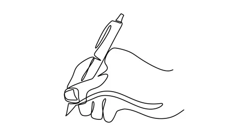 Continuous drawing line art of handwriting with black line and white backgrou Stock Footage 169502402