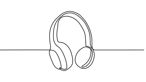 Continuous drawing line art of headphone with black line and white background Vidéo 169496950